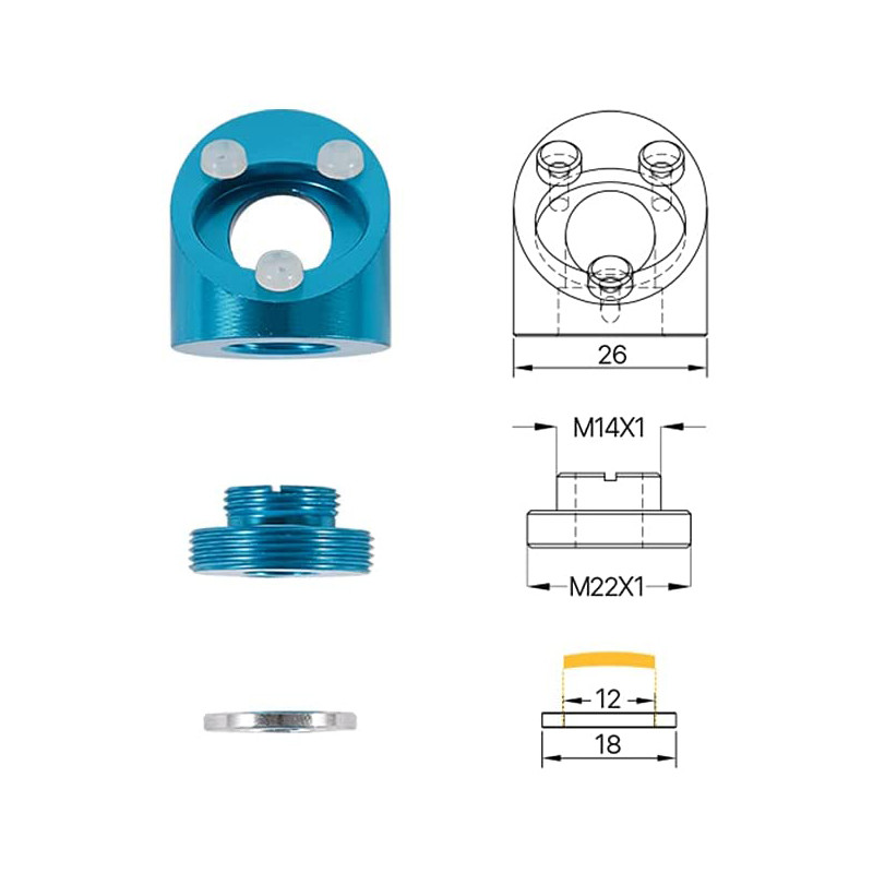 CO2 Laser Head for K40 Series Laser Engraving Cutiing Machine Lens Dia 15/18mm Focal Length 50.8mm Mirror 20mm